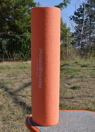 Килимок для йоги та фітнесу power system ps-4014 pvc fitness-yoga mat orange (173x61x0.6)6 фото