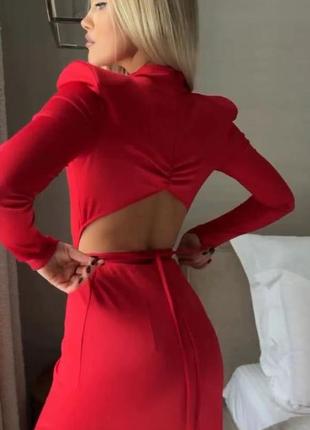 Костюм женский однотонный боди на длинный рукав юбка макси на запах качественный, стильный красный черный2 фото