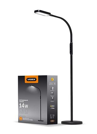 Led-торшер чорний videx tf07b 14w 3000-5500k