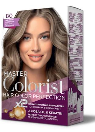 Краска для волос master colorist 8.0 светлый рыжий, 2x50 мл+2x50 мл+10 мл1 фото