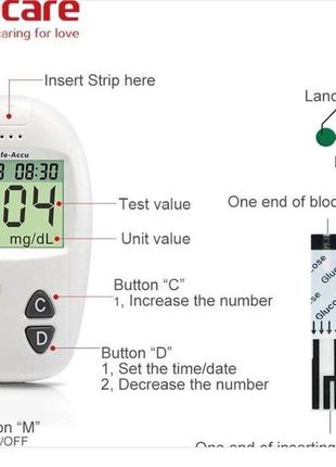 Глюкометр sinocare safe-accu, 100 тест-полосок + 100 ланцетов4 фото