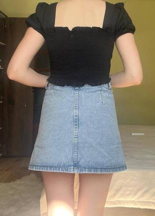 Стильная короткая мини юбка юбка джинсовая на пуговицах4 фото
