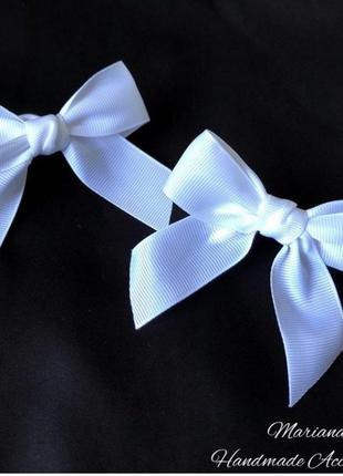 Белые банты, бантики на косички, бантики с репсовой ленты,