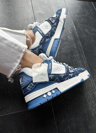 Louis vuitton trainer sneaker white / blue2 фото