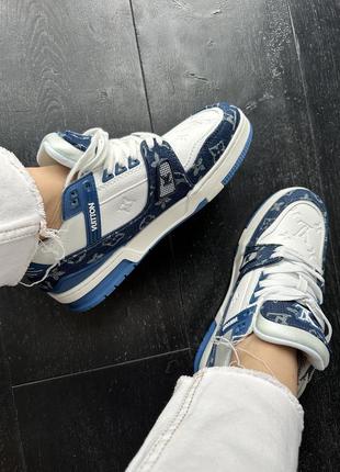 Louis vuitton trainer sneaker white / blue3 фото