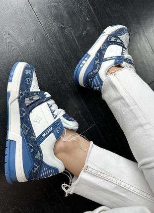 Louis vuitton trainer sneaker white / blue5 фото