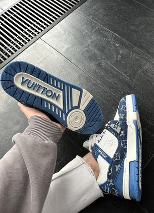 Louis vuitton trainer sneaker white / blue7 фото