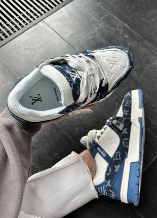 Louis vuitton trainer sneaker white / blue8 фото