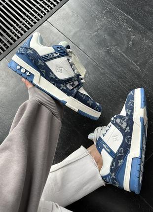 Louis vuitton trainer sneaker white / blue9 фото