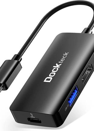 Dockteck usb c hub, док-станция usb c 3 в 1 с ethernet, 4k 60 гц hdmi