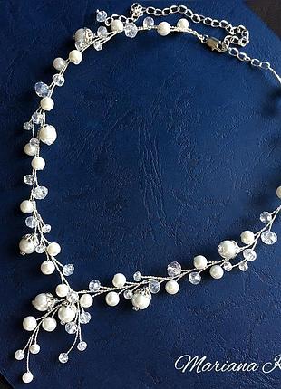 Колье для невесты, свадебное колье, набор украшений для невесты