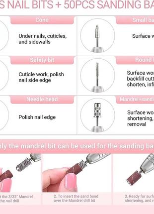 Melodysusie nail drill 25000rpm, электрическая фреза для ногтей, профессиональный набор для маникюра5 фото