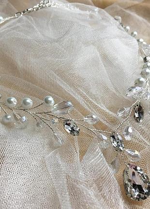 Колье весільне, кольє для нареченої, тика на голову