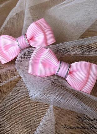 Бантики з репсової стрічки, резиночки для дівчинки, ніжні бантики