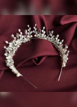 Діадема для нареченої, корона весільна, весільна прикраса в зачіску5 фото