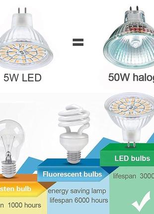 Лампочки vlio mr16 3000k ac\dc 12v (fyhsl-5w) 6шт