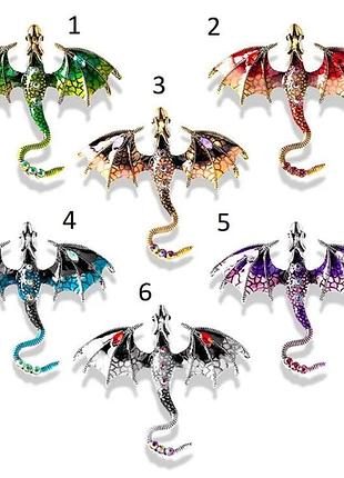 Брошка, пин значек летающий дракон.