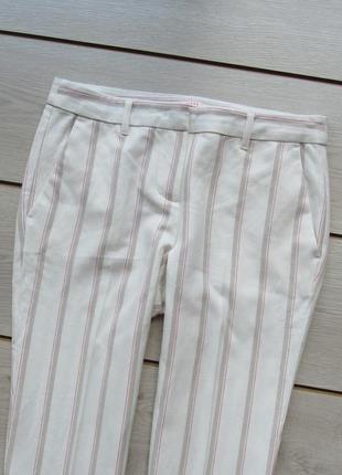 Укороченные зауженные брюки брюки в полоску лен от tom tailor5 фото
