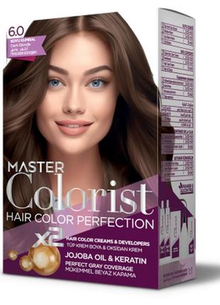 Фарба для волосся master colorist 6.0 темно-русий, 2x50 мл+2x50 мл+10 мл