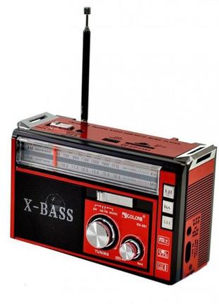 Радиоприёмник портативный golon rx-381 3w x-bass с фонариком