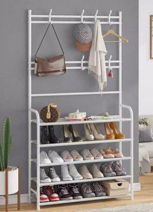 Сборная напольная вешалка для одежды new simple floor clothes rack size с крючками и полками 60*29.5*151 см2 фото