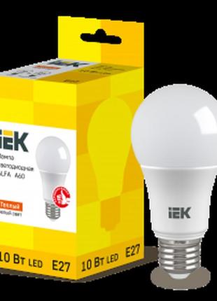 Лампа led alfa a60 шар 10вт 230в 3000к e27 iek