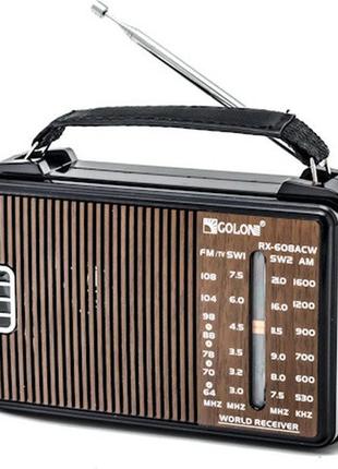 Портативний радіоприймач golon rx-608 acw usd/fm від мережі та батарейок mp3/wma