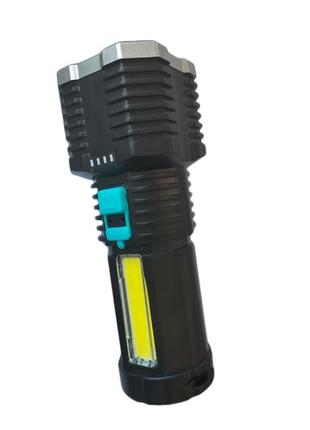 Потужний ручний акумуляторний ліхтар flashlinght f-905 з бічним світлом cob