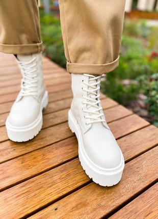 Женские ботинки dr.martens jadon white cream без замка (термо)
