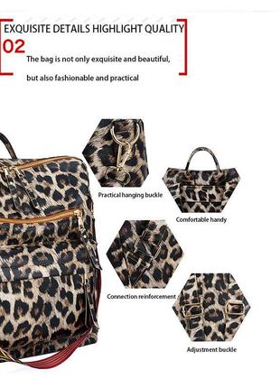 Женская сумка, женский рюкзак с леопардовым принтом5 фото