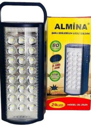 Ліхтар переносний світлодіодний з power bank almina dl-2424 24 led змінний акумулятор 6в
