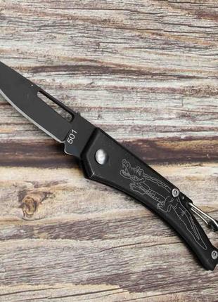 Туристический складной нож hongjie super knife d501 black крокодил 14 см с карабином