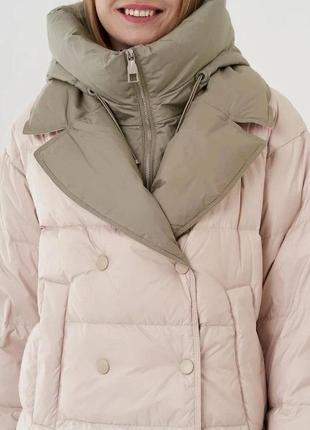 Женская зимняя куртка-пуховик clasna светло-бежевая4 фото