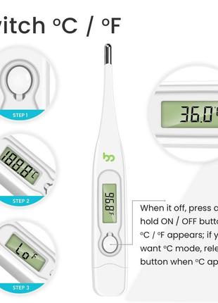 Оральный термометр для взрослых, термометр лихорадки, быстрый и точный, переключаемый c / f - медицинский