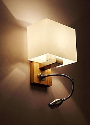 Деревянная лампа для чтения спальня прикроватная лампа1 фото