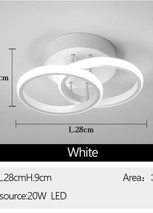 Светодиодный потолочный светильник 2 кольца. новый стиль черно-белый проход5 фото