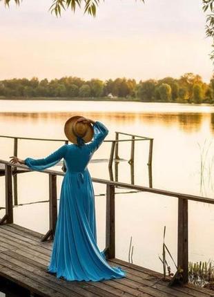 Блакитна сукня для фотосесії підходить  вагітній3 фото