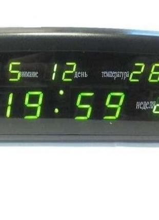 Електронний настільний годинник будильник caixing cx 868 чорний із зеленим led підсвічуванням