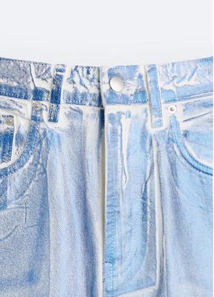 Мужские голубые джинсы с металическим эффектом zara/massimo dutti/diesel/levis/calvin klein/amiri/big boy/raf simons8 фото