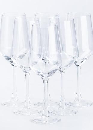 Набор бокалов для шампанского 6 штук стеклянный прозрачный высокий