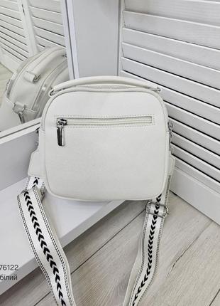 Женская стильная и качественная сумка из эко кожи белая7 фото