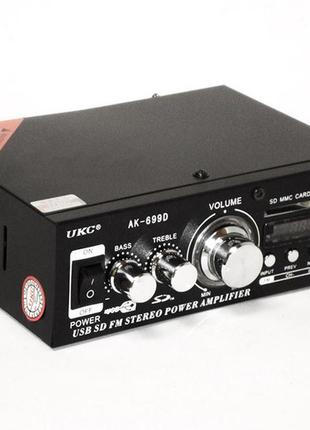Усилитель звука двухканальный ukc ak-699bt bluetooth 30w+30w