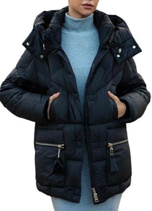 Жіноча зимова куртка-пуховик чорний snow owl1 фото