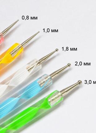 5 шт дотсы для дизайна маникюра ногтей набор разные диаметры probeauty