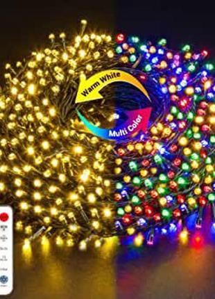Рождественские огни снаружи 20 м, 200 светодиодов, световая цепочка, 11 режимов1 фото