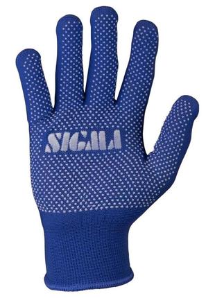 Перчатки трикотажные с точечным пвх покрытием р8 микроточка (синие) sigma (9442871) -centropt-2 фото