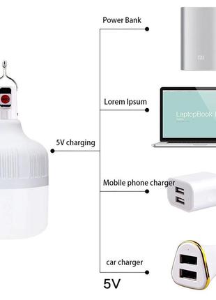 Светодиодная лампочка с аккумулятором, 40-60 вт.2 фото
