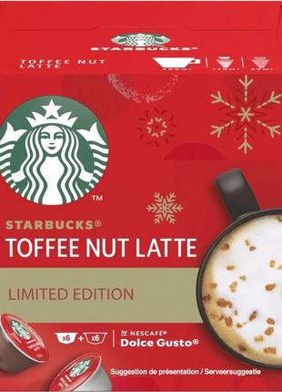 Кава в капсулах starbucks toffee nut latte, 6+6 капсул dolce gusto