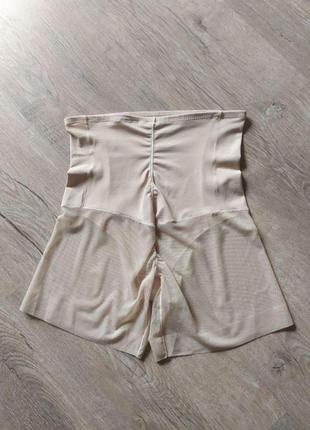 Женские шорты моделирующие панталоны с утяжкой животика против натирания со средней посадкой сетчатые бежевые4 фото
