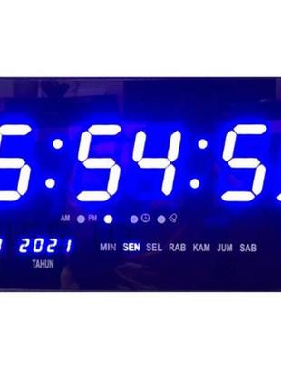 Настенные большые электронные часы led digital clock 4622 синяя подсветка 46х22х5 см